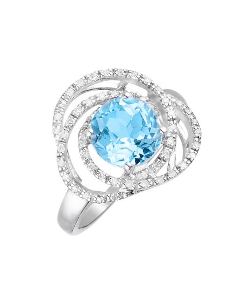 Bague Mississippi Diamants 0.18 ct & Topaze 2.25 cts Or Blanc
