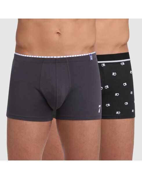 2 Boxers Dim Cup imprimé ballon gris/noir