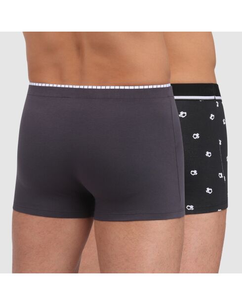 2 Boxers Dim Cup imprimé ballon gris/noir