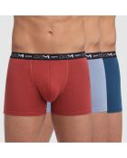 3 Boxers rouge camelia/bleu glacier/bleu minuit