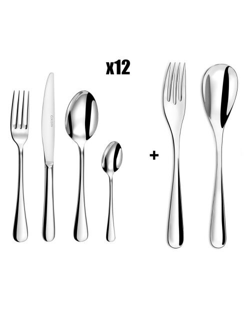 Ménagère 48 pièces + 2 couverts à salade Clipper en acier