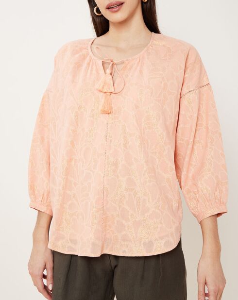 Blouse Baya imprimé ton sur ton corail