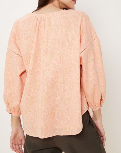 Blouse Baya imprimé ton sur ton corail