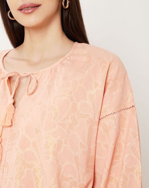 Blouse Baya imprimé ton sur ton corail