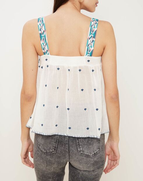 Besticktes ecrufarbenes Top Naxos