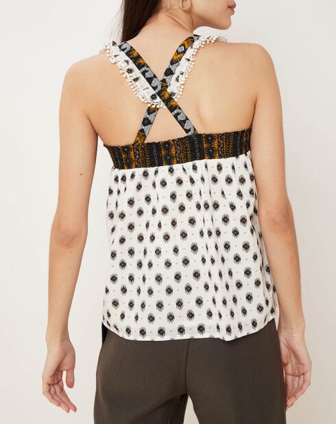 Wyler Oberteil mit ethnischem Aufdruck, ecru/schwarz