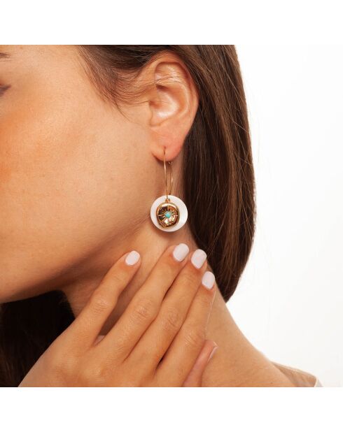 Boucles d'oreilles Les Gonaives en Nacre & Turquoise blanc/bleu/doré
