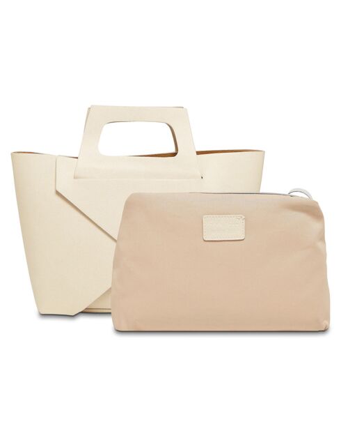 Cabas  en Cuir Rita beige - 40x25x15 cm