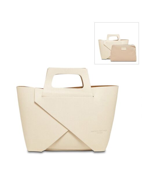 Cabas  en Cuir Rita beige - 40x25x15 cm