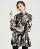 Chemise Emily imprimée noir/beige