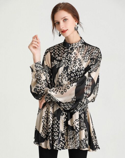 Chemise Emily imprimée noir/beige