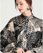 Chemise Emily imprimée noir/beige