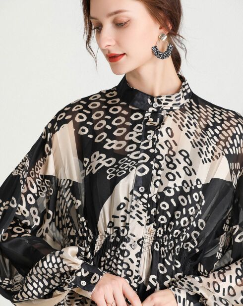 Chemise Emily imprimée noir/beige