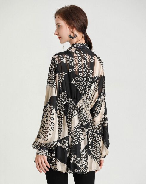 Chemise Emily imprimée noir/beige
