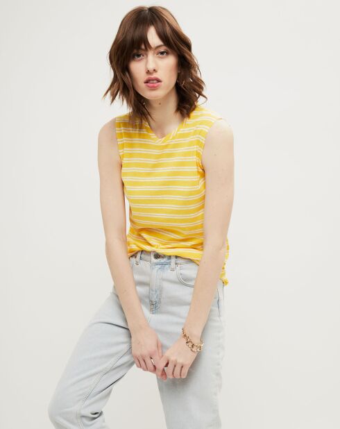 T-Shirt en Coton & Lin Chazan rayé jaune