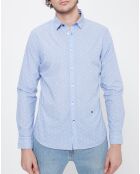 Chemise Slim fit Micro Lawson rayures & motif bleu clair/blanc