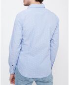 Chemise Slim fit Micro Lawson rayures & motif bleu clair/blanc