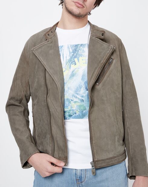 Blouson en Velours de Cuir de Chèvre Goodman gris foncé