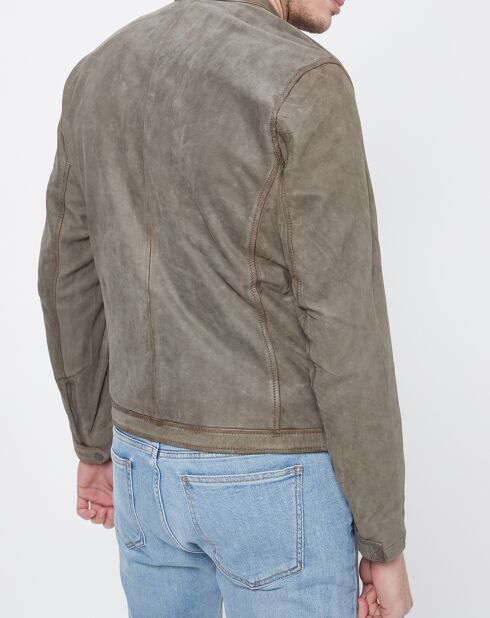 Blouson en Velours de Cuir de Chèvre Goodman gris foncé
