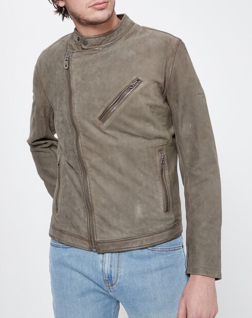 Blouson en Velours de Cuir de Chèvre Goodman gris foncé