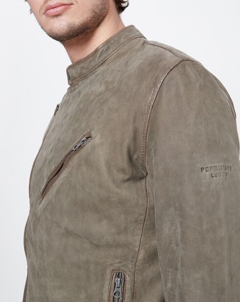 Blouson en Velours de Cuir de Chèvre Goodman gris foncé