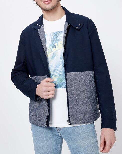Blouson bimatière denim Tilos bleu marine