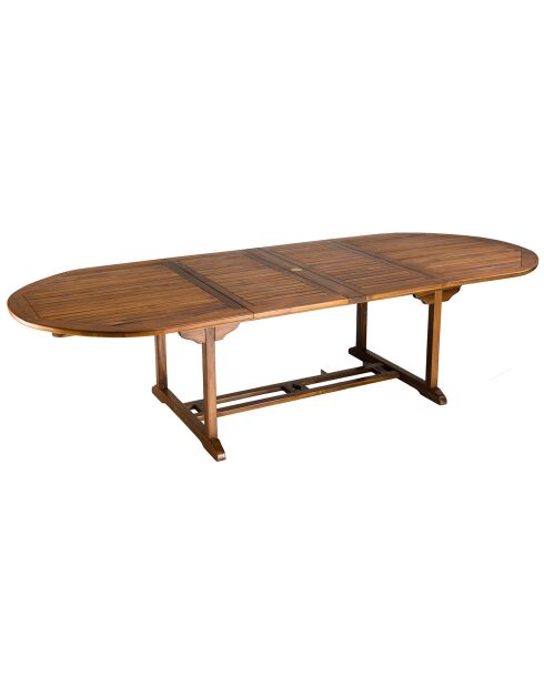 Ausziehbarer Gartentisch für 10/12 Personen Maeva aus geöltem Teakholz — 200/300x120x75cm