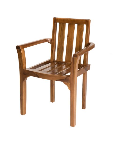 Ensemble de jardin 1 table extensible + 6 fauteuils empilables Maeva teck huilé