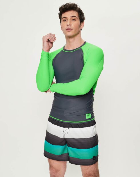 Antraciet/fluorescerend groen Surf T-shirt