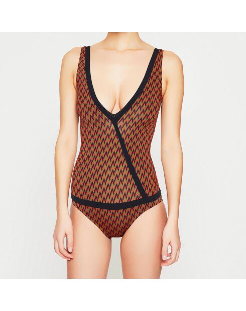 Maillot de bain 1 pièce Kados rouge/noir/vert
