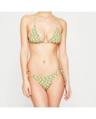 Maillot de bain 2 pièces triangles souples Wild vert/nude