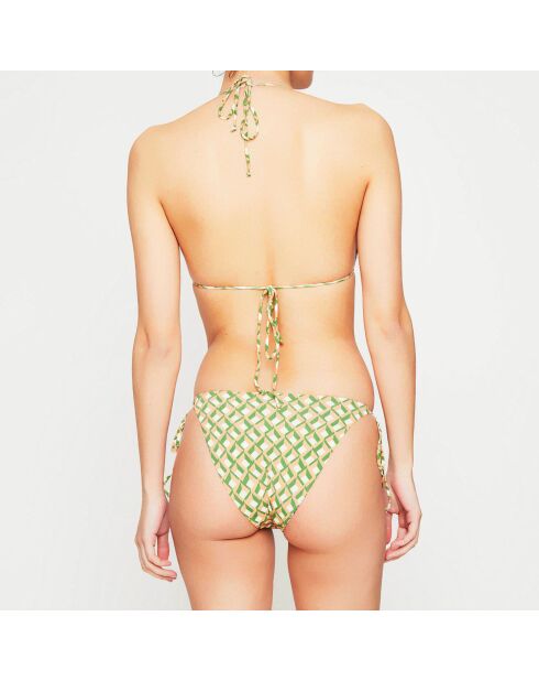 Maillot de bain 2 pièces triangles souples Wild vert/nude