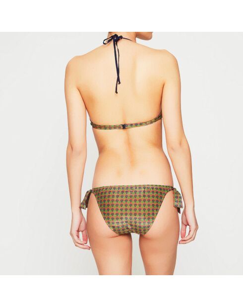 Maillot de bain 2 pièces triangles foulard irisé Eclipse Gold kaki/noir