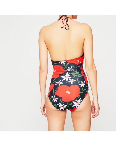 Maillot de bain 1 pièce bonnets moulés Zulu noir/rouge