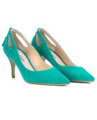 Pumps Clarissa in pelle velluto turchese - tacco 7 cm