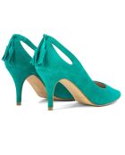 Pumps Clarissa in pelle velluto turchese - tacco 7 cm