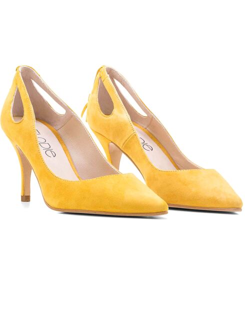 Escarpins en daim Dafne Moutarde - Talon 7cm