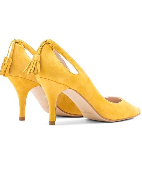 Escarpins en daim Dafne Moutarde - Talon 7cm