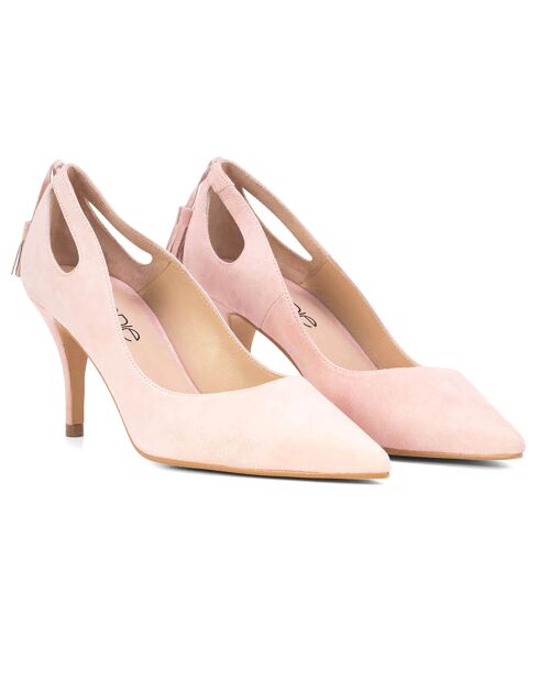 Escarpins en Velours de Cuir Clarissa nude - Talon 7 cm