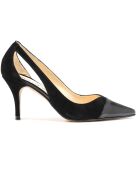 Escarpins en Velours de Cui & Cuir Claire noirs - Talon 7 cm