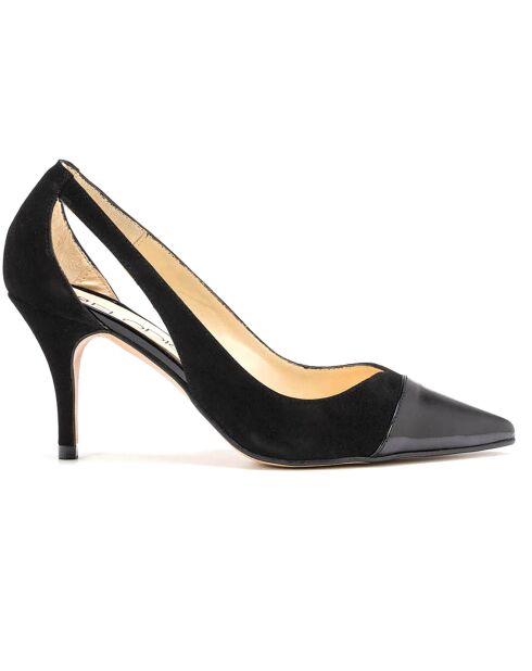 Escarpins en Velours de Cui & Cuir Claire noirs - Talon 7 cm