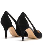 Escarpins en Velours de Cui & Cuir Claire noirs - Talon 7 cm