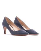 Amanda Pumps aus anthrazitfarbenem Leder, 5 cm Absatz