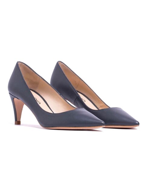 Amanda Charcoal leren pumps met hak van 5 cm