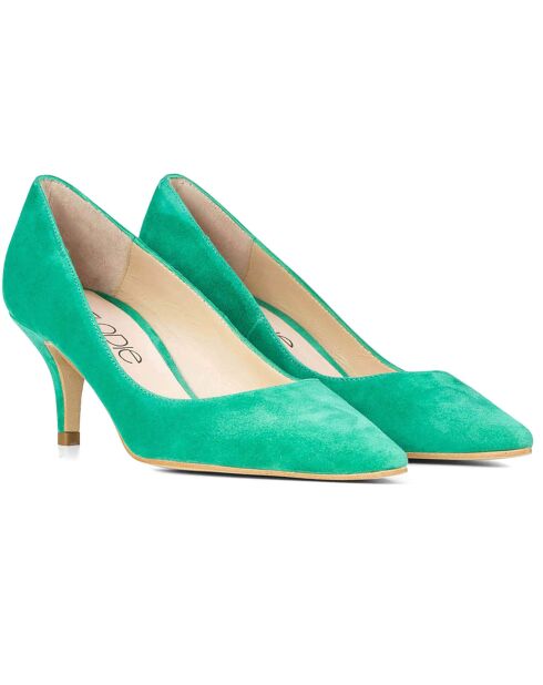 Escarpins en Velours de Cuir Amanda verts - Talon 5 cm
