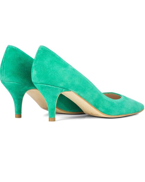 Escarpins en Velours de Cuir Amanda verts - Talon 5 cm