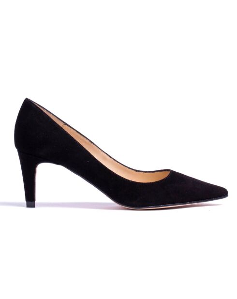 Escarpins en Velours de Cuir Amanda noirs - Talon 5 cm