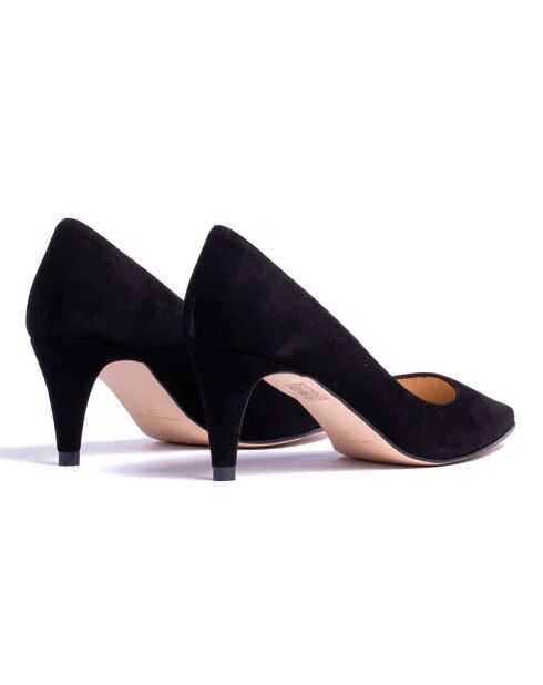 Escarpins en Velours de Cuir Amanda noirs - Talon 5 cm