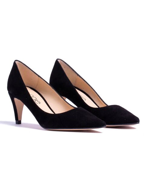 Escarpins en Velours de Cuir Amanda noirs - Talon 5 cm