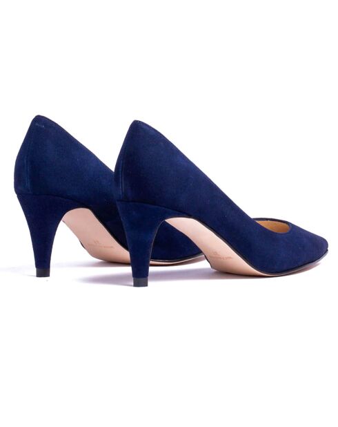 Zapatos de tacón Amanda de terciopelo marino, tacón de 5 cm